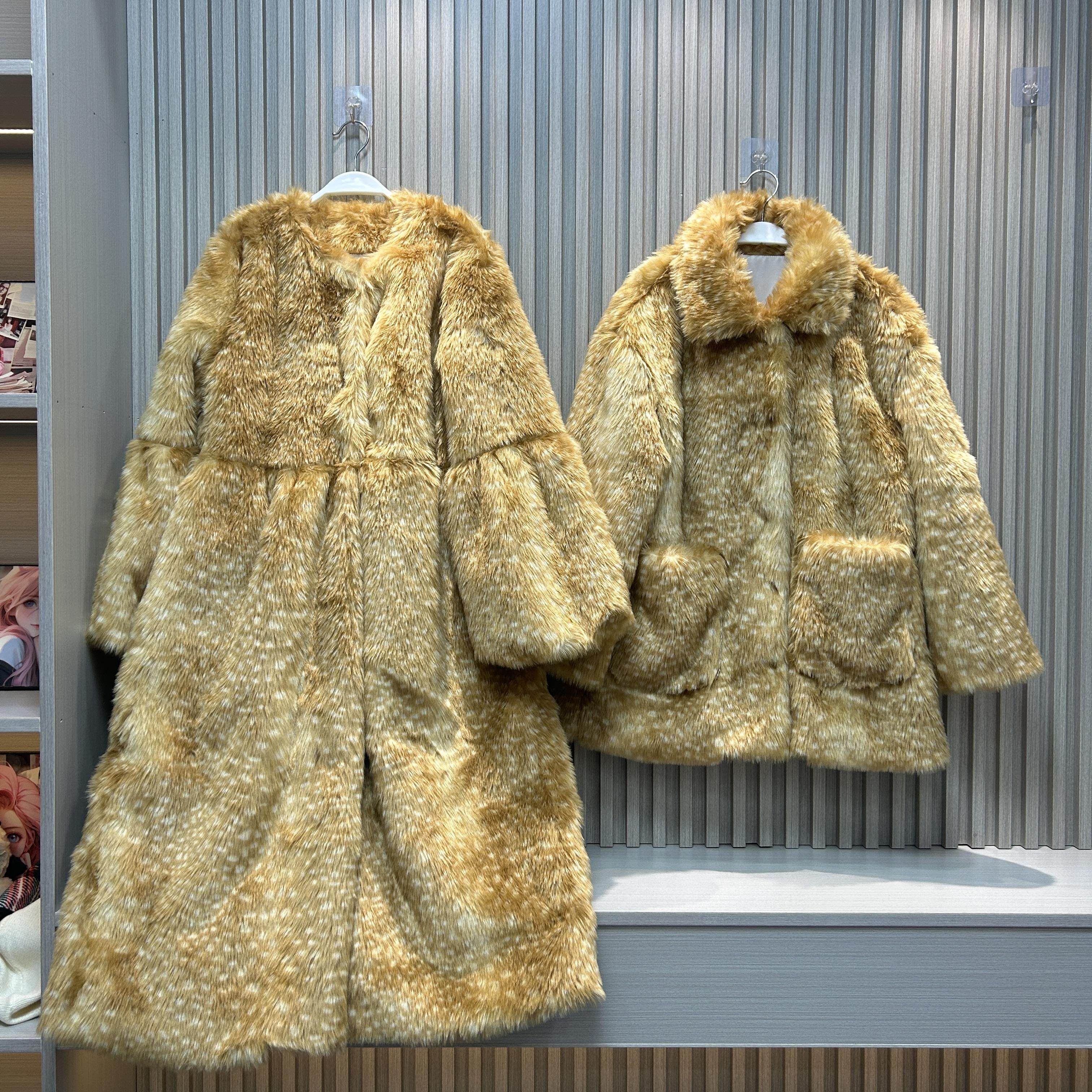 MONA 复古风潮流时尚 高级感鹿点环保皮草外套女小个子秋冬季新款