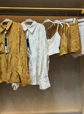 区区新中式提花缎面衬衫女夏季设计感小众国风衬衣复古上衣