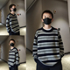 男童上衣青少年打底衫 中大童毛衣儿童条纹针织衫 嘻哈街舞亲子装 潮