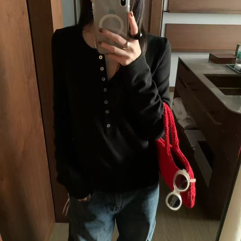 IU ROOM 韩系秋冬加绒百搭圆领T恤套头修身弹力打底衫内搭女5353