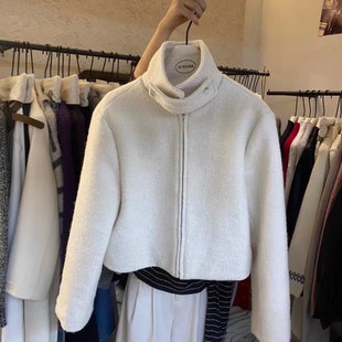 显瘦百搭短外套2885 韩系纯色羊毛呢短外套设计感时尚 ROOM冬季