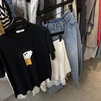 IU ROOM-26年夏上新韩系米老鼠印花短袖T恤(单短袖T)5572