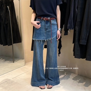 benmi本谜 韩国水洗牛仔裤女高腰宽松显瘦秋季微喇裤大腿裤8127