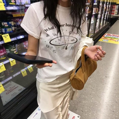 IU ROOM 韩系夏上新韩货趣味印花休闲短袖T恤十二星座上衣5605