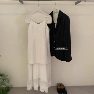 气质连衣裙女8339 优雅风蕾丝网纱拼接吊带连衣裙夏季 RS.WHMT 法式