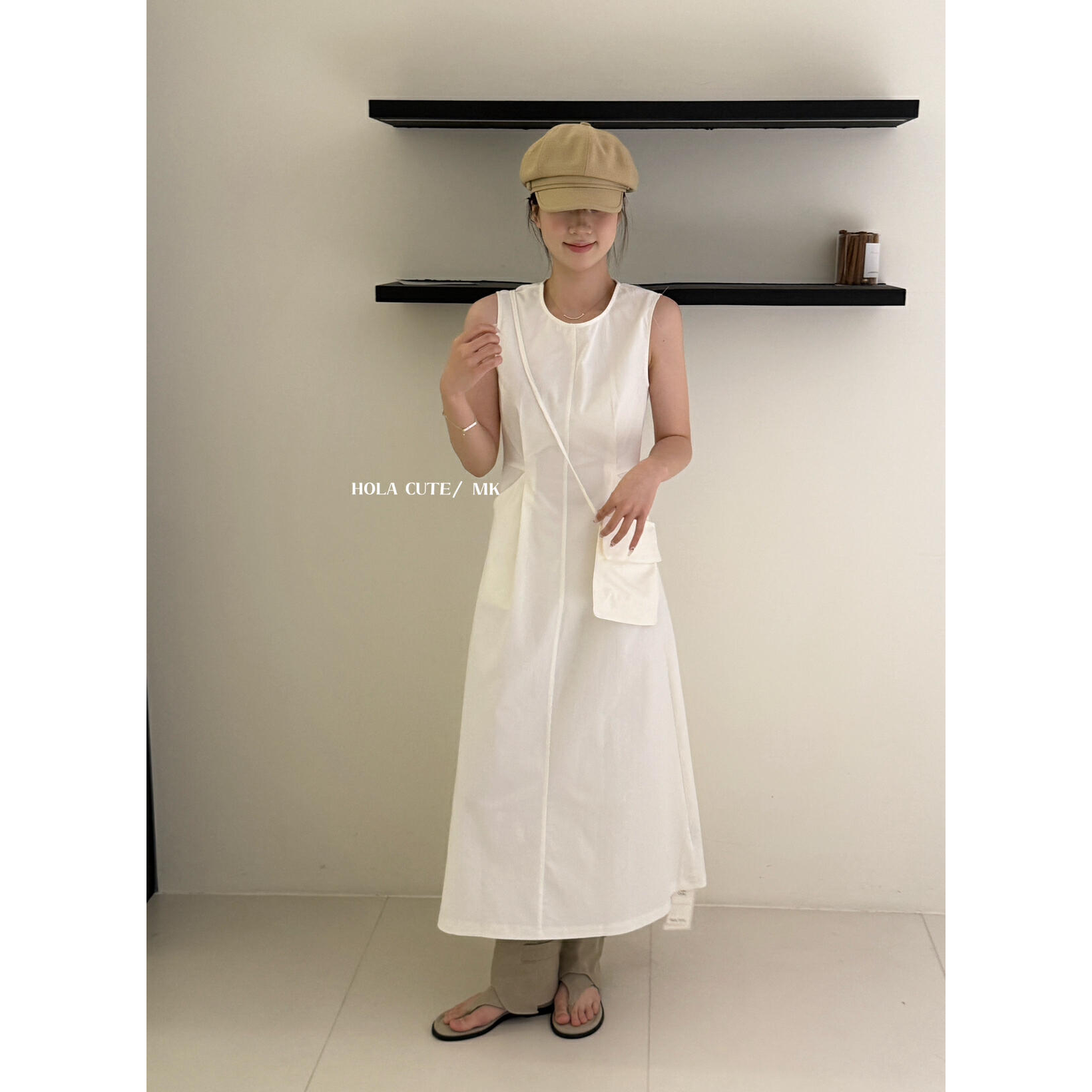 【MK /Hola Cute】气质收腰款包包背心连衣裙(配包包)  6265