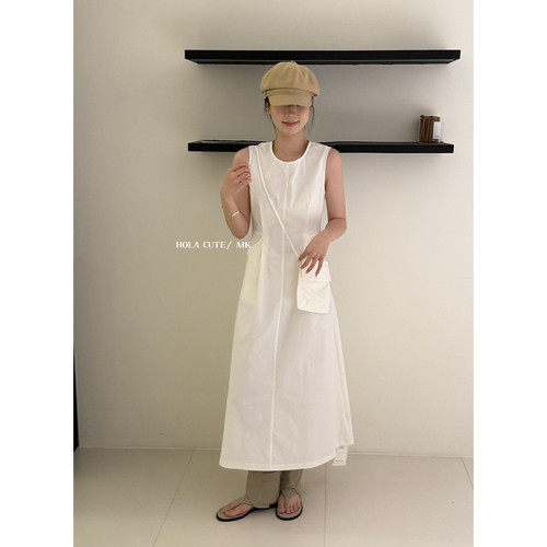 【MK /Hola Cute】气质收腰款包包背心连衣裙(配包包)  6265