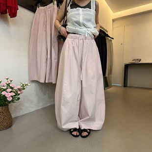 IU ROOM 夏季新款纸片人气球裤松紧腰抽绳休闲裤显瘦阔腿裤5733
