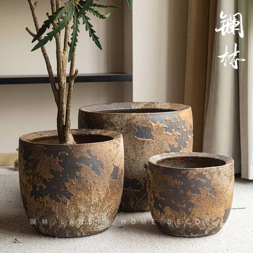 复古陶瓷大号花盆新中式客厅