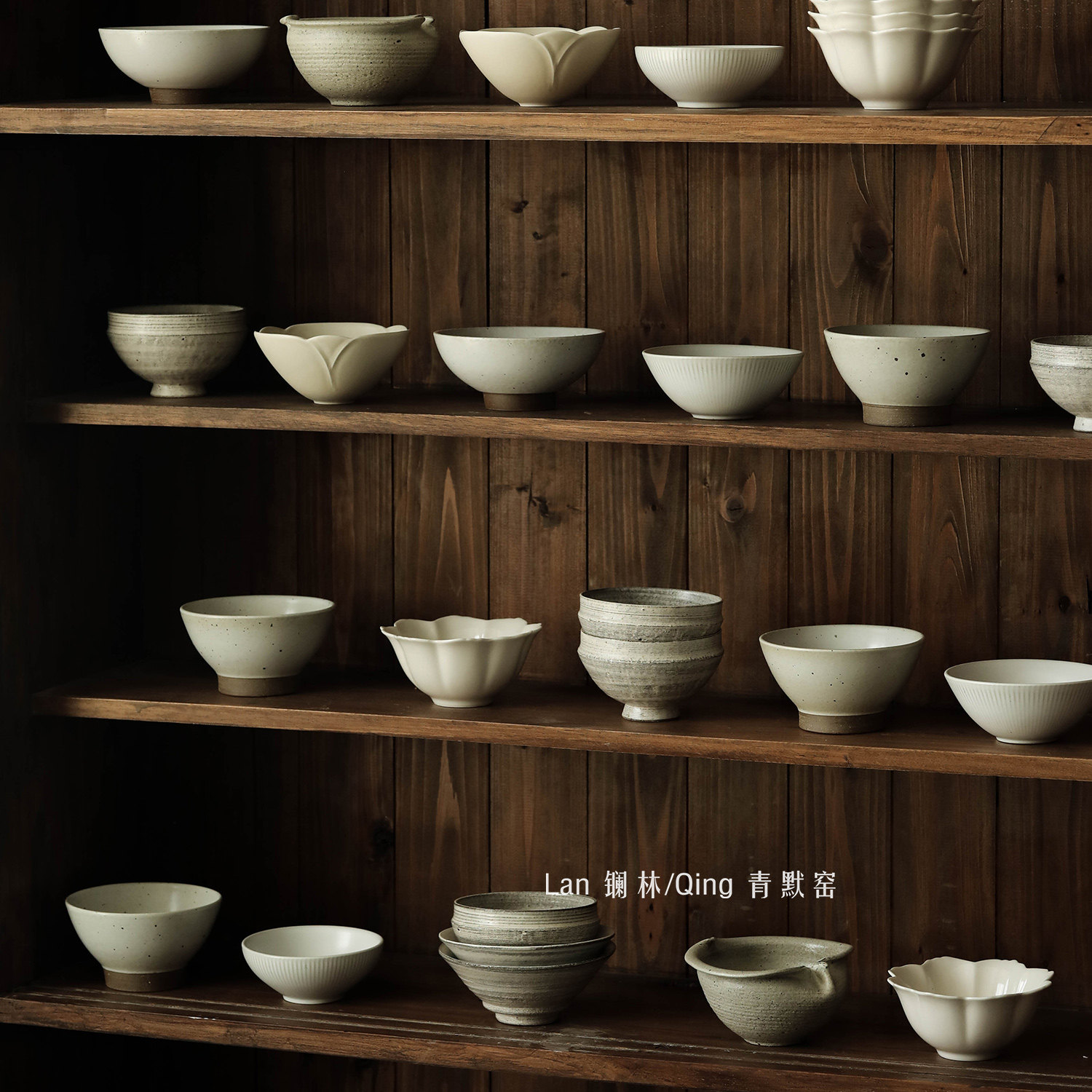 景德镇复古粗陶餐具饭碗家用日式釉下彩米饭碗高颜值沙拉碗酸奶碗