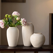 新中式 侘寂风陶瓷花瓶摆件客厅插花民宿酒店高级感白色复古锦书瓶