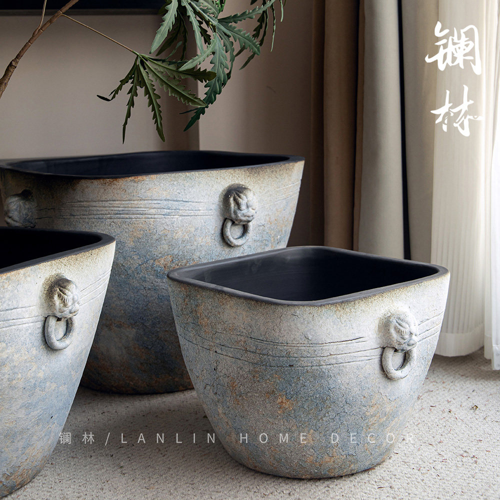 手工狮头陶瓷大缸景德镇粗陶圆坛水缸大花盆鱼缸落地摆件庭院方弘,家居饰品,落地摆件,淘宝优惠券,粉丝福利购,淘宝优惠卷