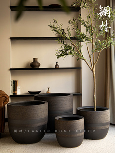 景德镇覆古陶瓷花盆Wabi 创意室内景观客厅插花水培地板 Sabi风格