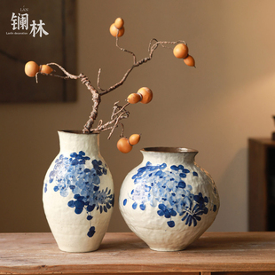中式花瓶宋代美学摆件手绘陶瓷艺术家居客厅装饰民宿酒店台面摆设