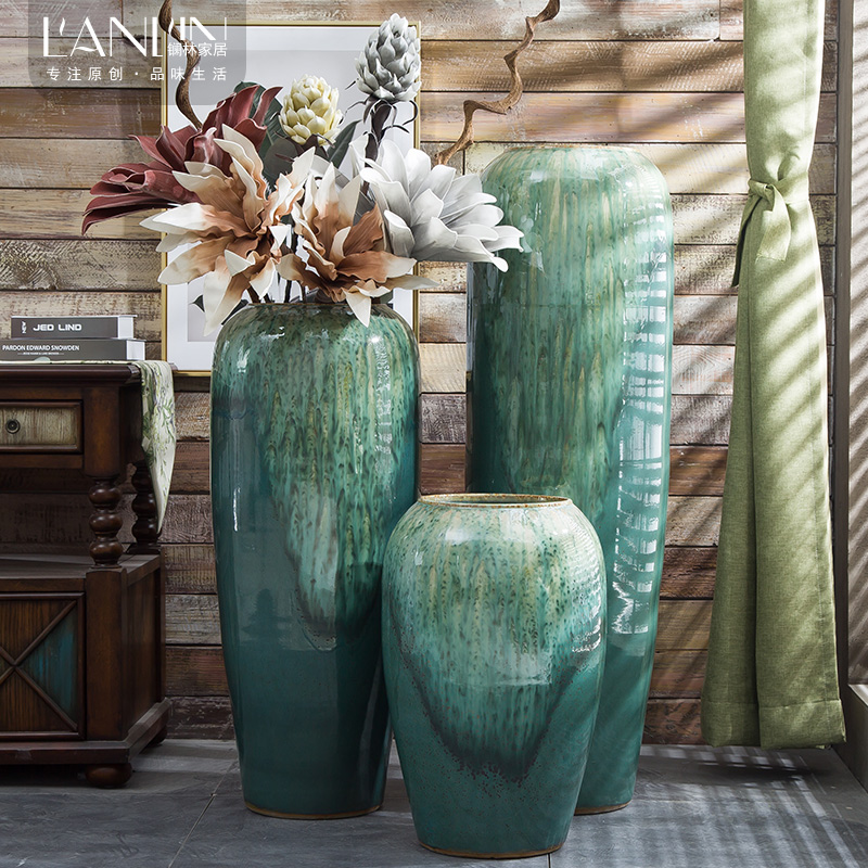 陶瓷花瓶景德镇瓷器简约现代欧式酒店大厅大号落地插花摆件开业礼