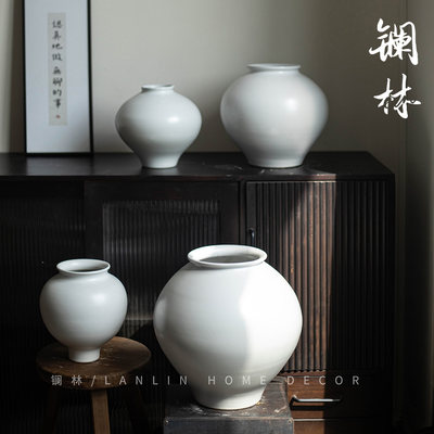景德镇侘寂风白色陶瓷花瓶复古