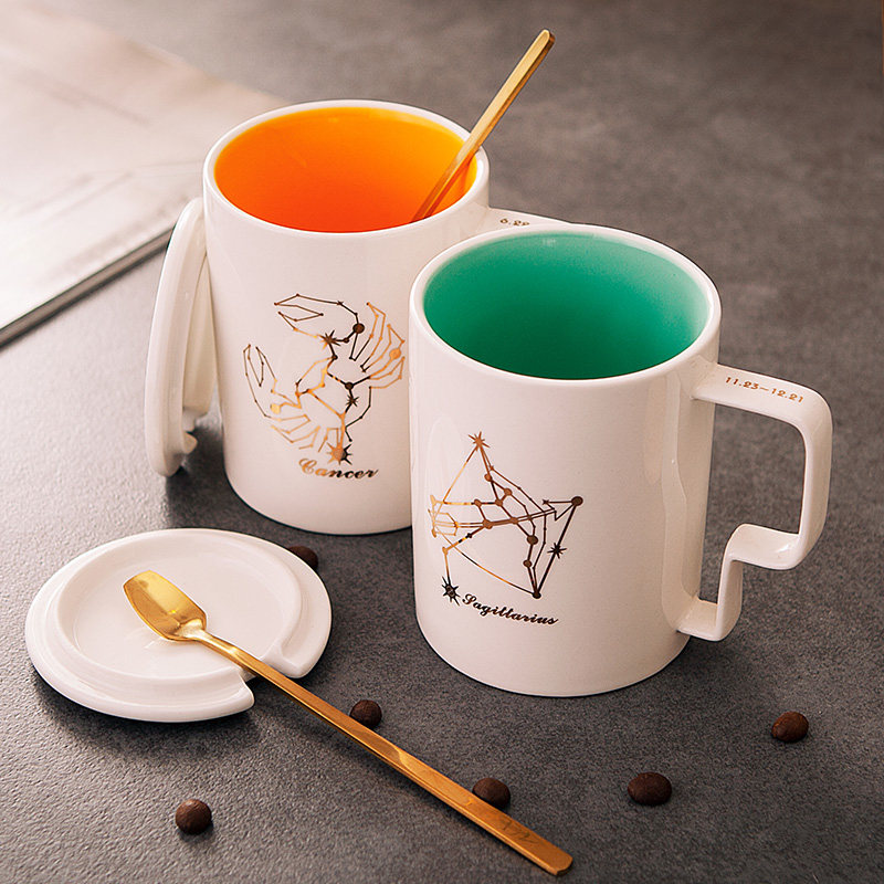 十二星座陶瓷马克杯家用杯子大容量水杯牛奶杯早餐杯咖啡杯礼物