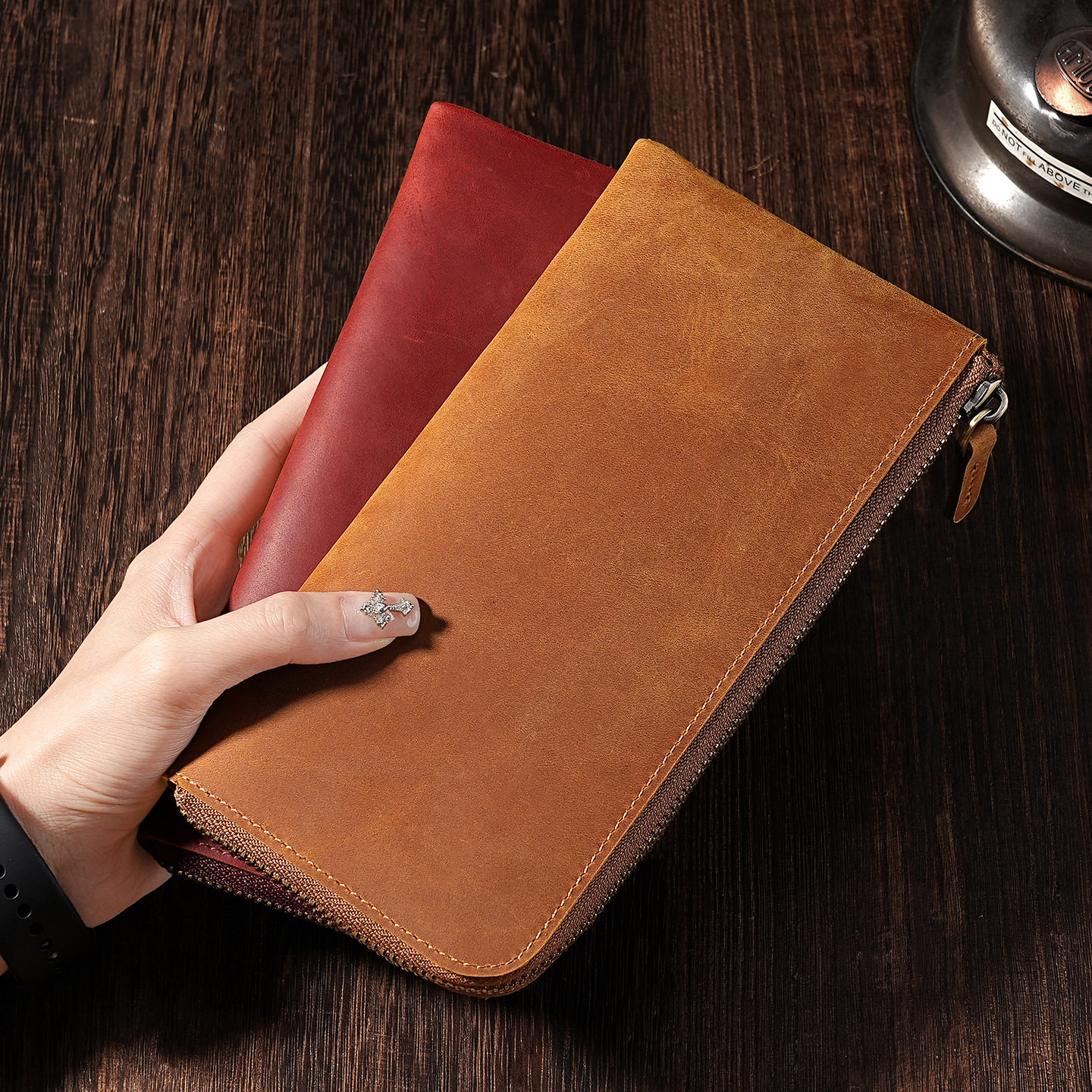 头层纯牛皮疯马皮男女长款钱包复古大容量证件卡包皮夹手拿包手机