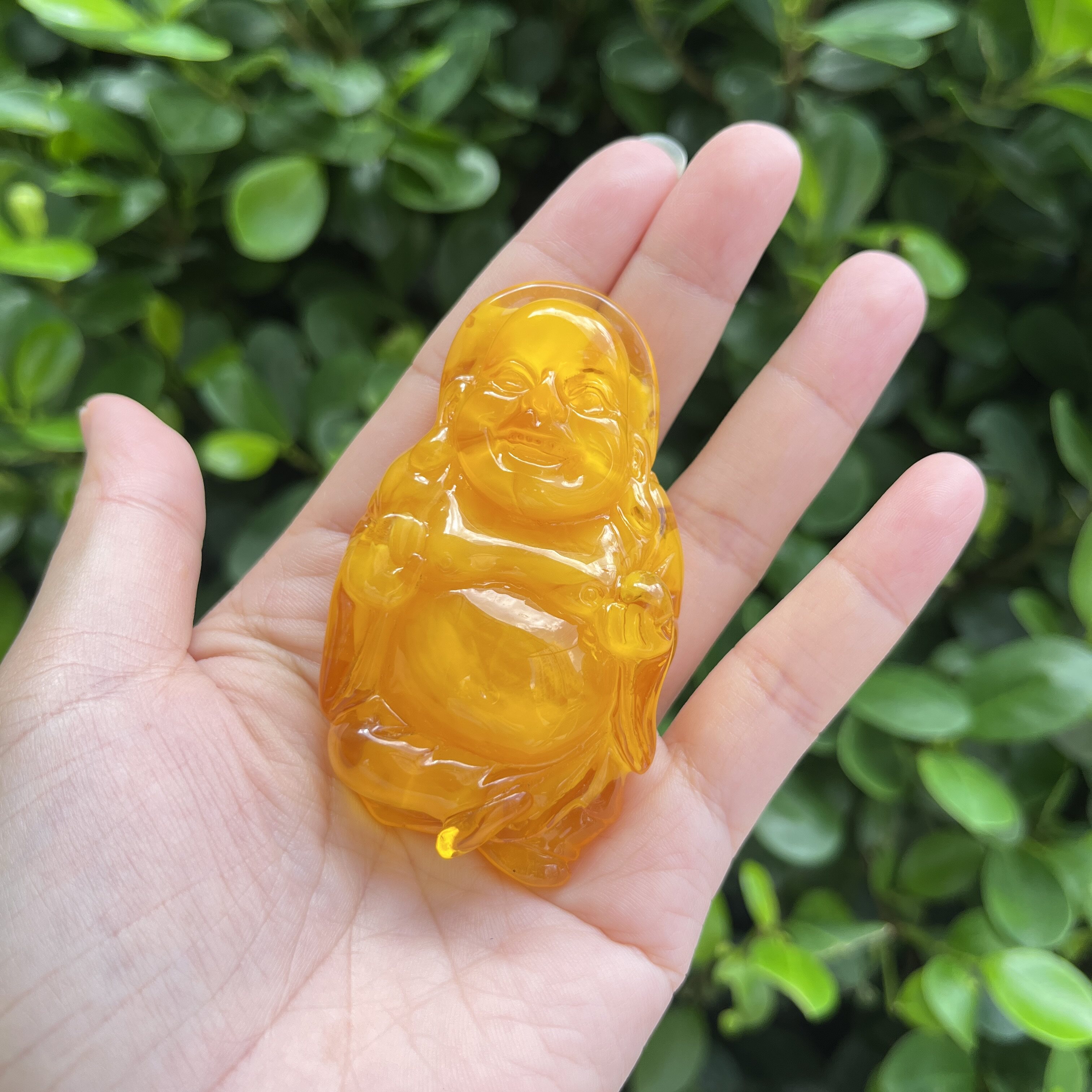 天然二代蜜蜡鸡油黄弥勒佛吊坠毛衣链配件diy女项链佛公挂件礼物