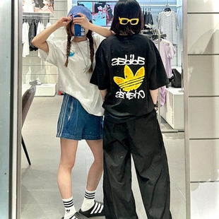 奥特莱斯撤柜清仓美式复古宽松短袖男涂鸦休闲圆领情侣上衣女T恤