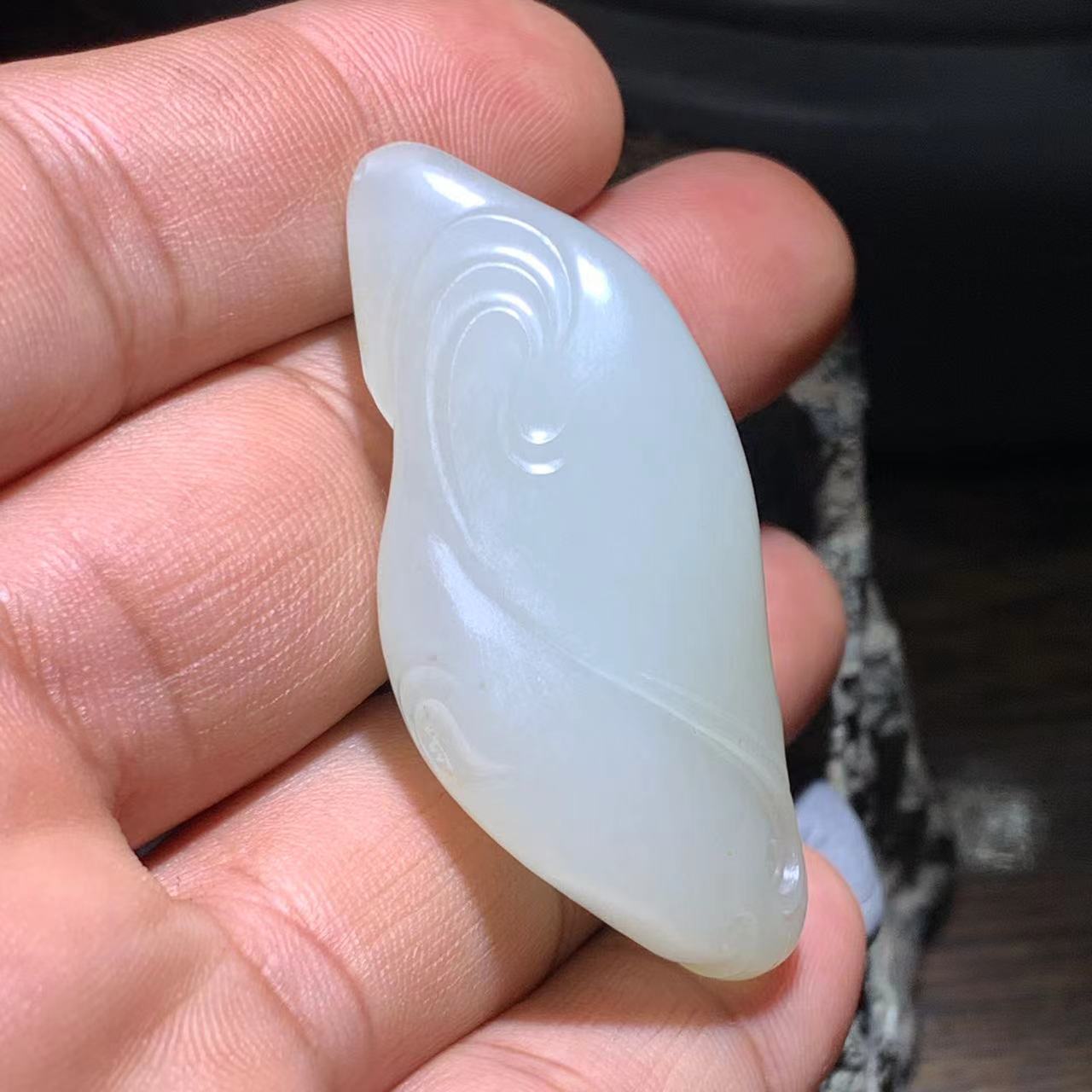 似水流年，和田玉白玉挂件，高品质于田料。 玉质细腻温润