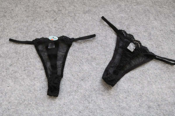 女性感蕾丝细带丁字裤 透明网纱t-back