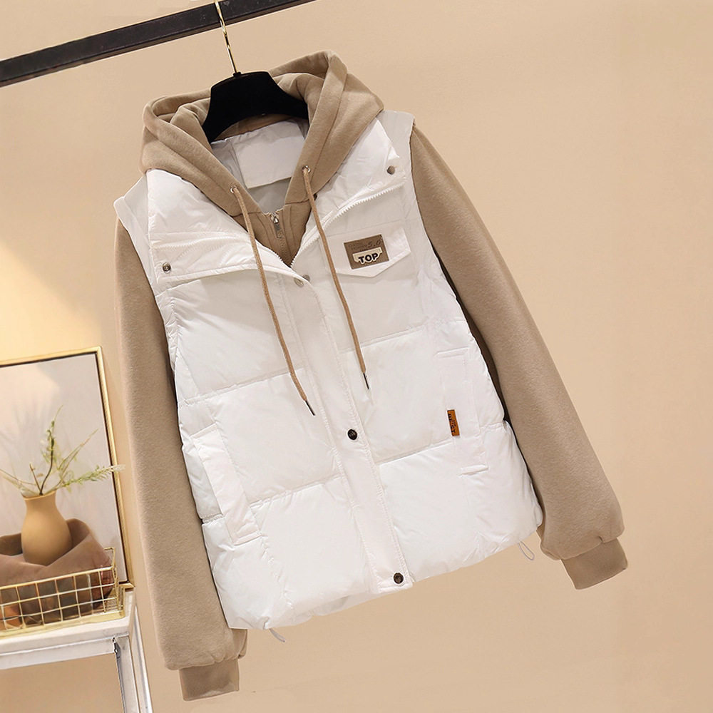 外套女秋冬2025新款爆大码胖mm假两件马甲棉服卫衣拼接休闲棉衣袄,女装/女士精品,大码棉服,淘宝优惠券,粉丝福利购,淘宝优惠卷