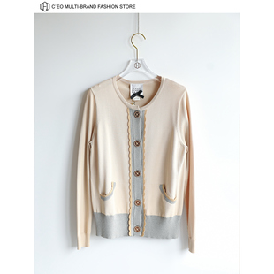 EDWARD 3折 特价 FASHION 拼色荷叶边针织开衫 CEO ACHOUR