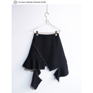 CHRISOU CEO 特价 不规则荷叶下摆毛呢半身裙 2折 中国 DAN