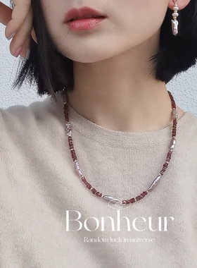 Bonheur-虹系列天然石榴石项链度假风时尚ins风格多用链