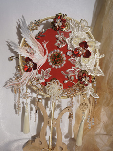 团扇新娘结婚成品秀禾出嫁diy高级重工双面中式婚礼材料包喜扇