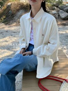 2026年早春新款韩版刺绣字母宽松休闲百搭糖果色衬衫外套女上衣潮