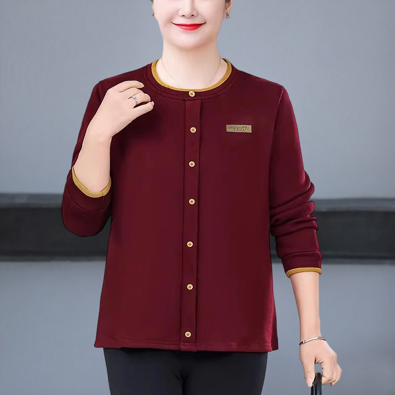中老年人女装加绒冬装胖妈妈上衣加肥加大码遮肚打底衫200斤宽松