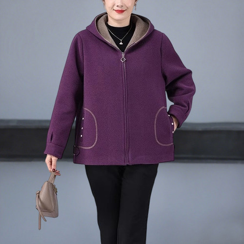 胖妈妈春秋装毛呢外套大衣