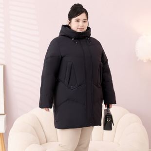 羽绒服特体加肥加大码 中年妇女200斤胖妈妈秋冬装 白鸭绒外套胖mm