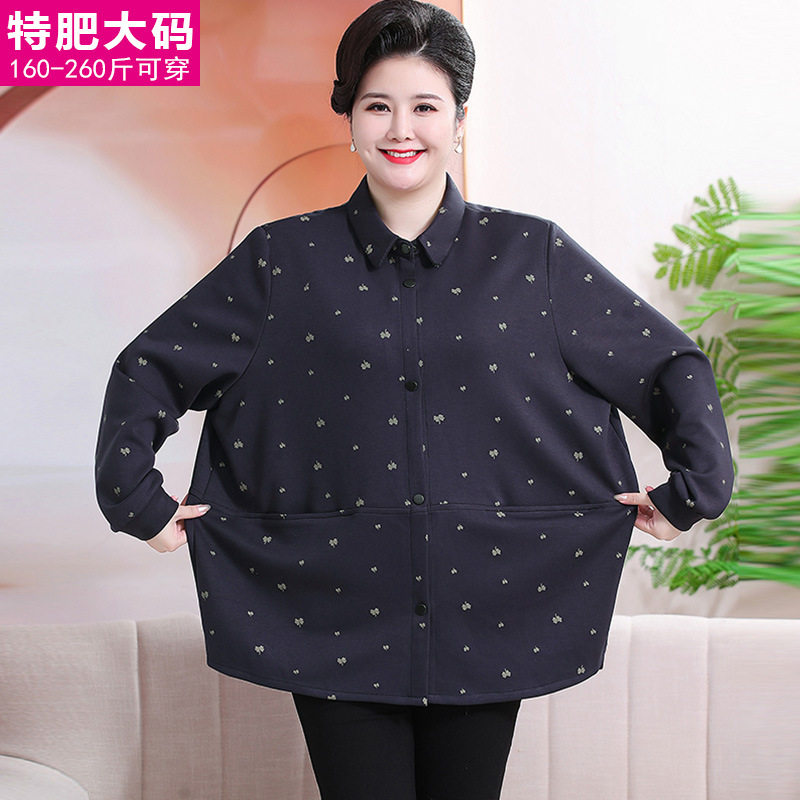 中老年女装春秋装长袖衬衫200斤
