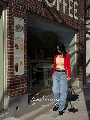 现bubble韩代Topdressing春款温柔百搭假两件开衫实体秒发