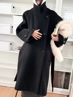 现~bubble韩代londonflat 25fw 长款宽松斜扣大衣外套实体秒发