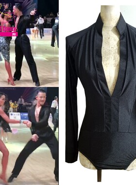 炫之舞男士拉丁舞新款上衣长袖网舞服比赛服练功表演装演出服P156