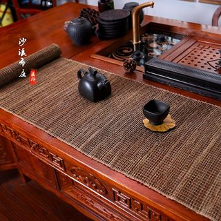 麻茶席手工苎麻夏布天然禅意吸水桌布中式日式麻布桌旗拍摄道具
