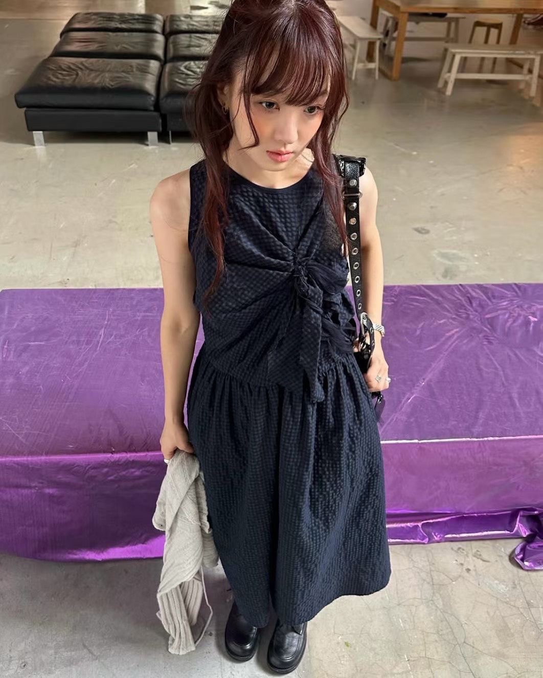 韩国fletta法式复古格子无袖连衣裙女休闲气质显瘦长裙子旅游度假