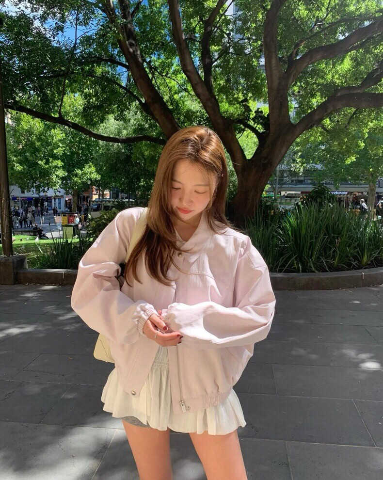 韩国东大门tannat温柔甜美翻领长袖拉链夹克短款外套