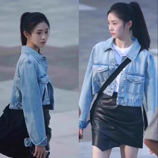 刘浩存同款纯棉牛仔外套女2025年秋季新款小个子短款长袖上衣