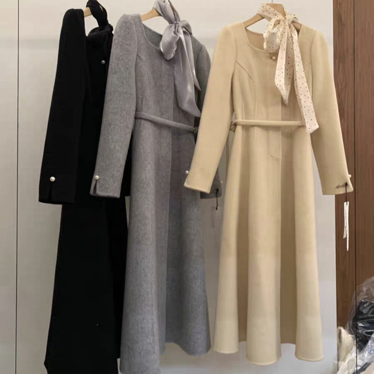 2025秋冬韩国东大门法式气质名媛高级感双面羊毛呢外套长款大衣女