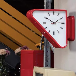 BONOX金属三角挂钟壁挂式 三角形 双面时钟客厅卧室餐厅创意个性