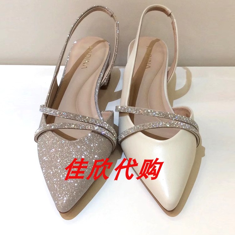 卡迪娜女鞋专柜正品2024春夏新款高跟后空水钻时装女单鞋km242910