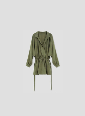 FOREVERCAN“橡野漫境”客订透气亚麻棉工装感立裁连体裙SD22065