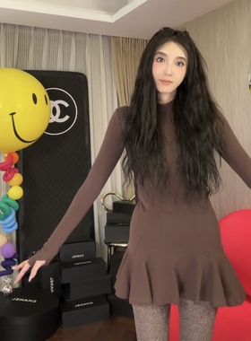 ALU高奢私服M*rgielaH时期立裁裙摆随性卷边羊毛针织打底连衣裙