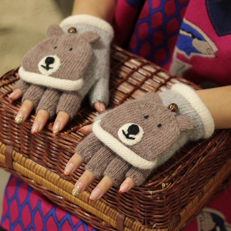 日本可爱卡通兔子大象半指翻盖