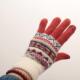 日本圣诞羊毛手套双层加绒加厚保暖触屏文艺花纹分指户外防寒女冬